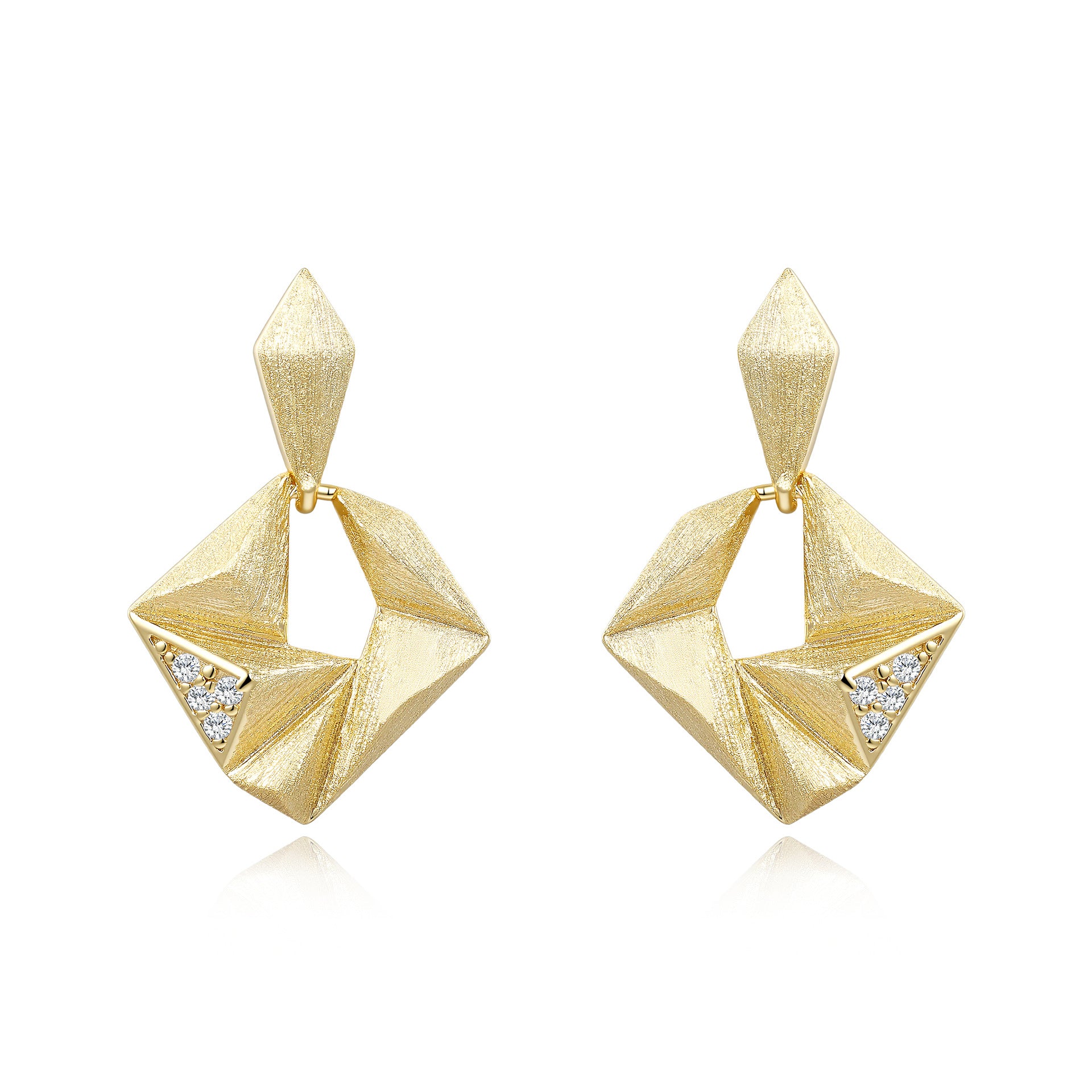 Moissanite Rigato Brushed 925 Sterling Silver Earrings | Vintage Luxury