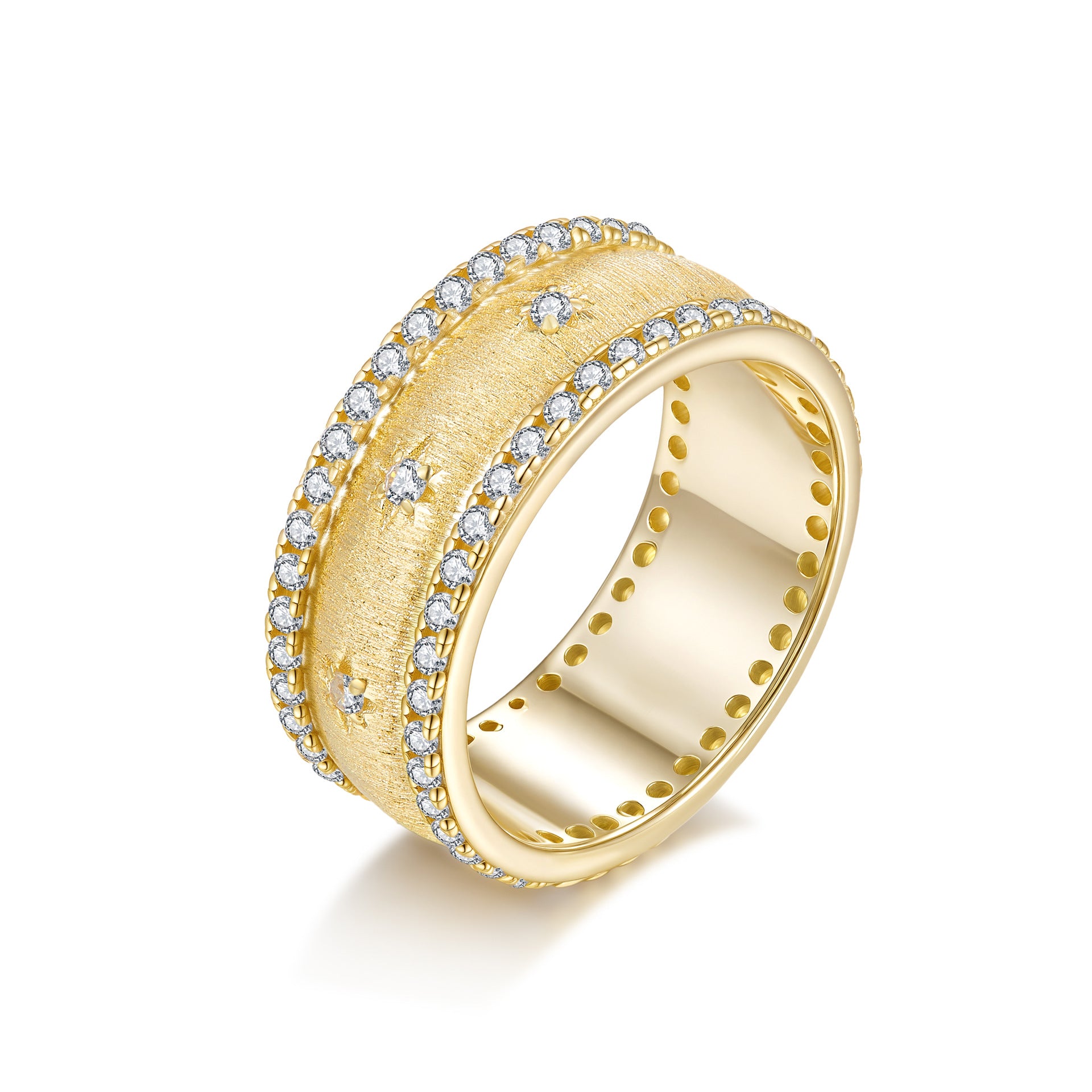 Wide Band Royal Vintage Moissanite Ring in 14K Gold Plated 925 Silver | Moisse & Silver Co. - Moisse & Silver Co.