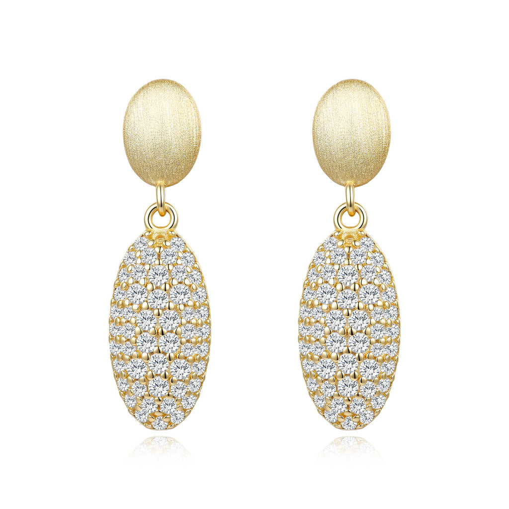 Moissanite Rigato Brushed 925 Sterling Silver 18K Gold Vermeil Earrings | Vintage Luxury