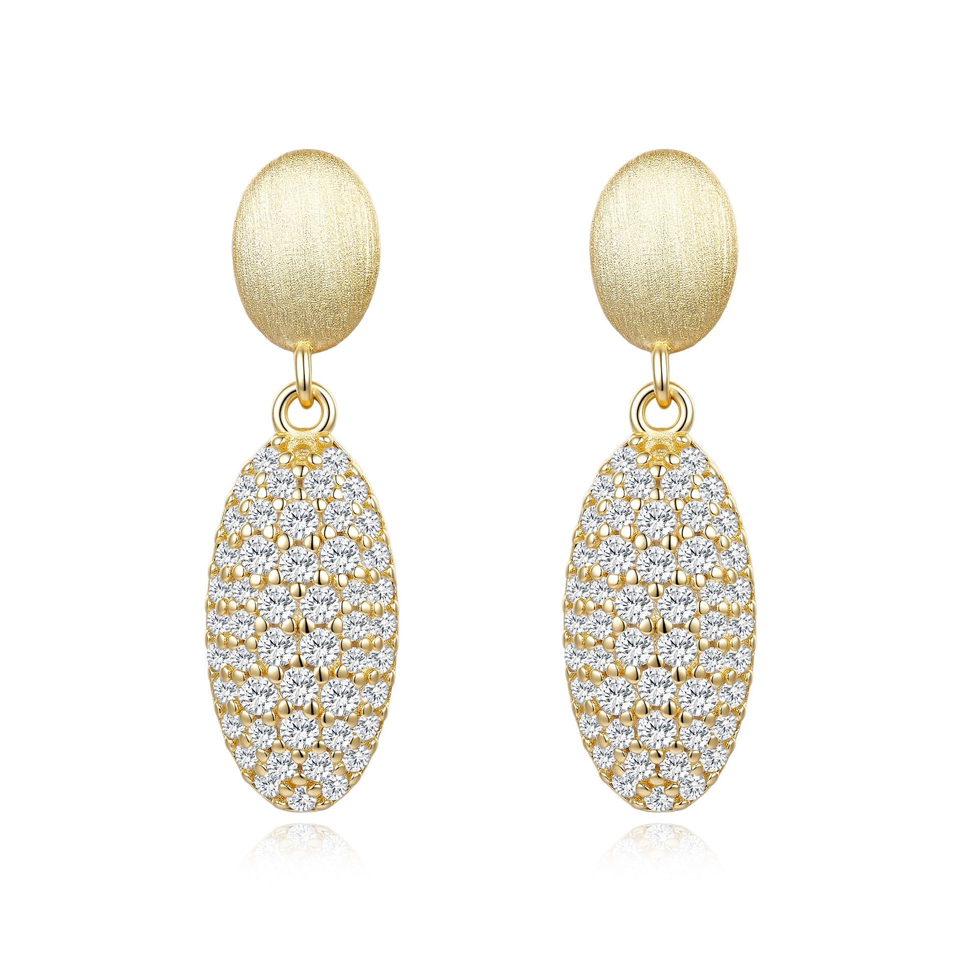 Moissanite Rigato Brushed 925 Sterling Silver 18K Gold Vermeil Earrings | Vintage Luxury