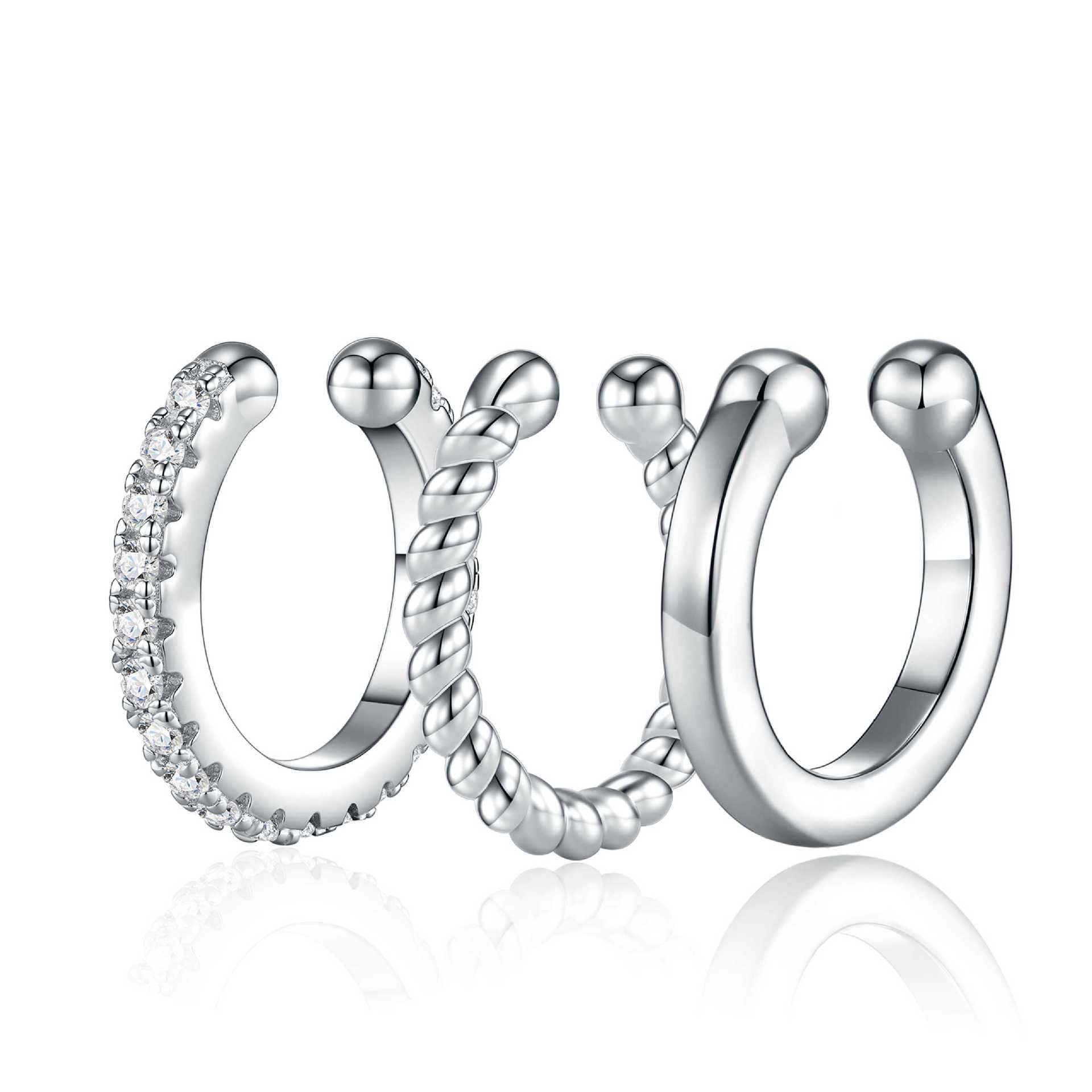 C-Shape Ear Bone Clip Set - S925 Silver Non-Piercing Earrings - Moisse & Silver Co.