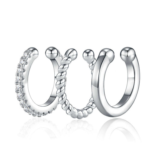 C-Shape Ear Bone Clip Set - S925 Silver Non-Piercing Earrings - Moisse & Silver Co.