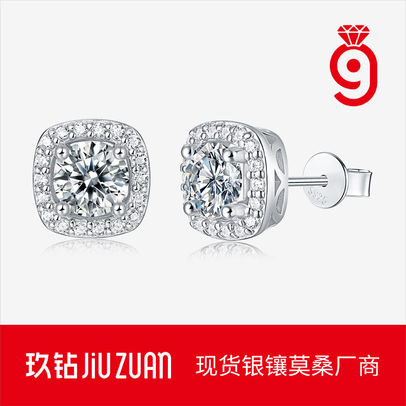 INS Gold Moissanite Earrings - 925 Silver 18K Gold Plated #12 - Moisse & Silver Co.