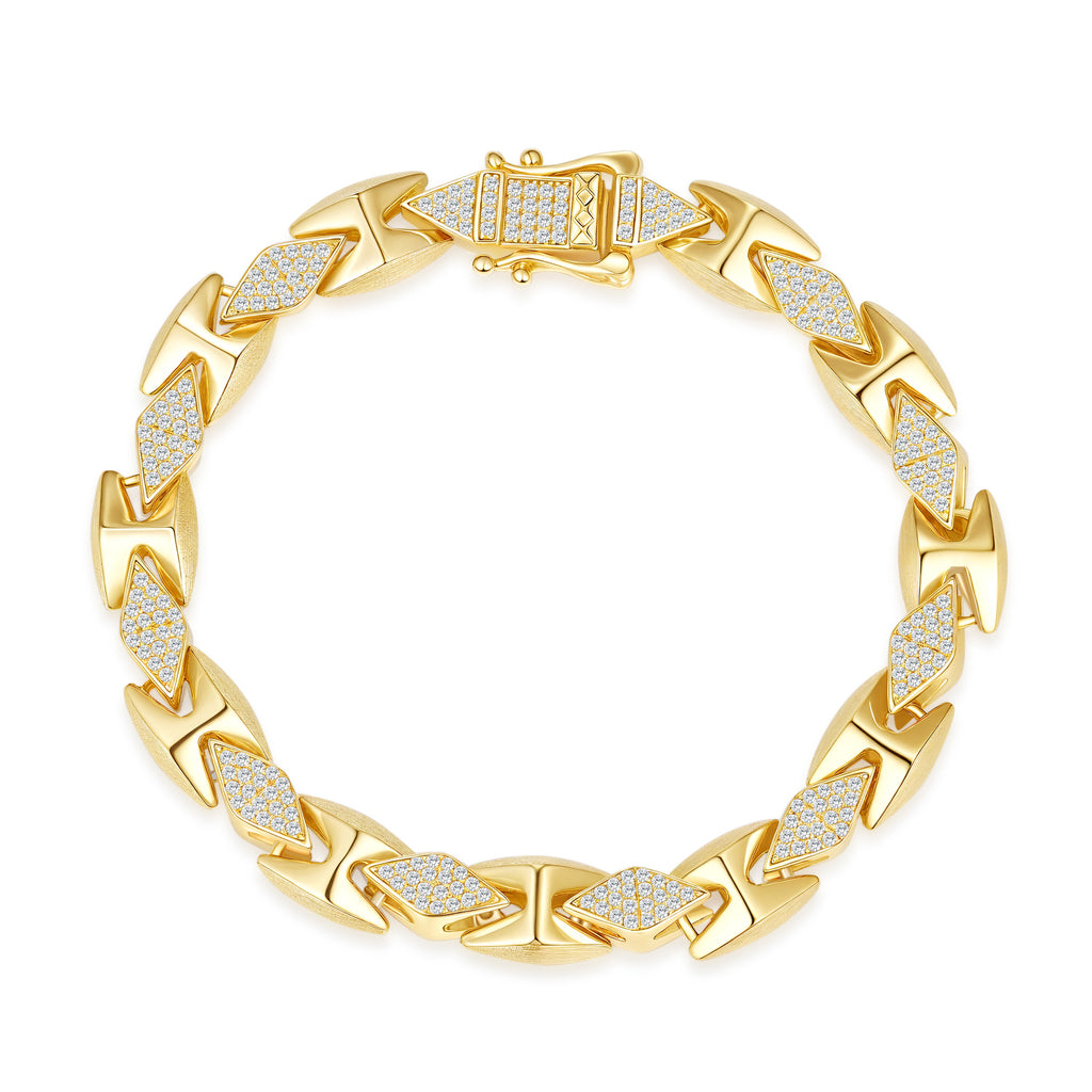 Italian Brushed Moissanite Bracelet - 14K Gold Plated 925 Sterling Silver | MS-G79 in 14K Gold Plated 925 Silver | Moisse & Silver Co. - Moisse & Silver Co.