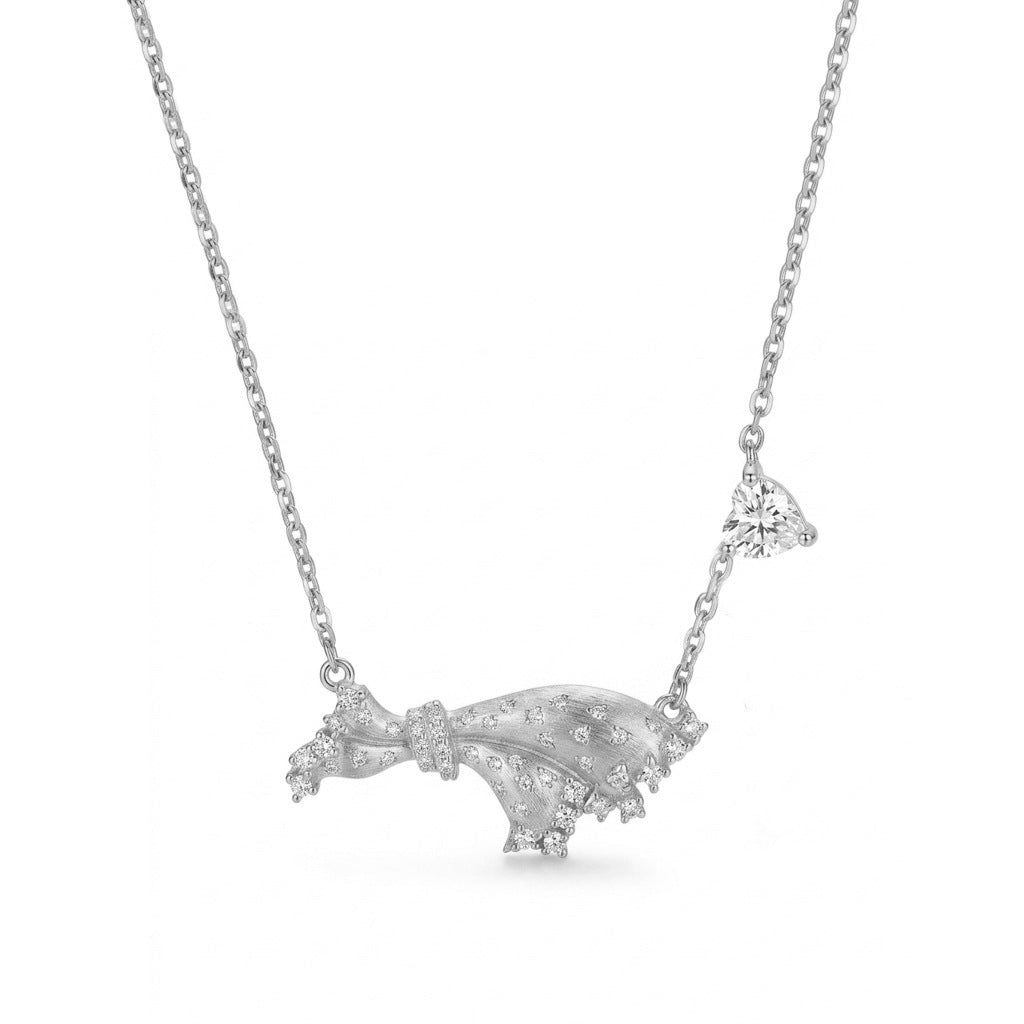 Moissanite Rigato Brushed 925 Sterling Silver 18K Gold Vermeil Necklace | Vintage Luxury