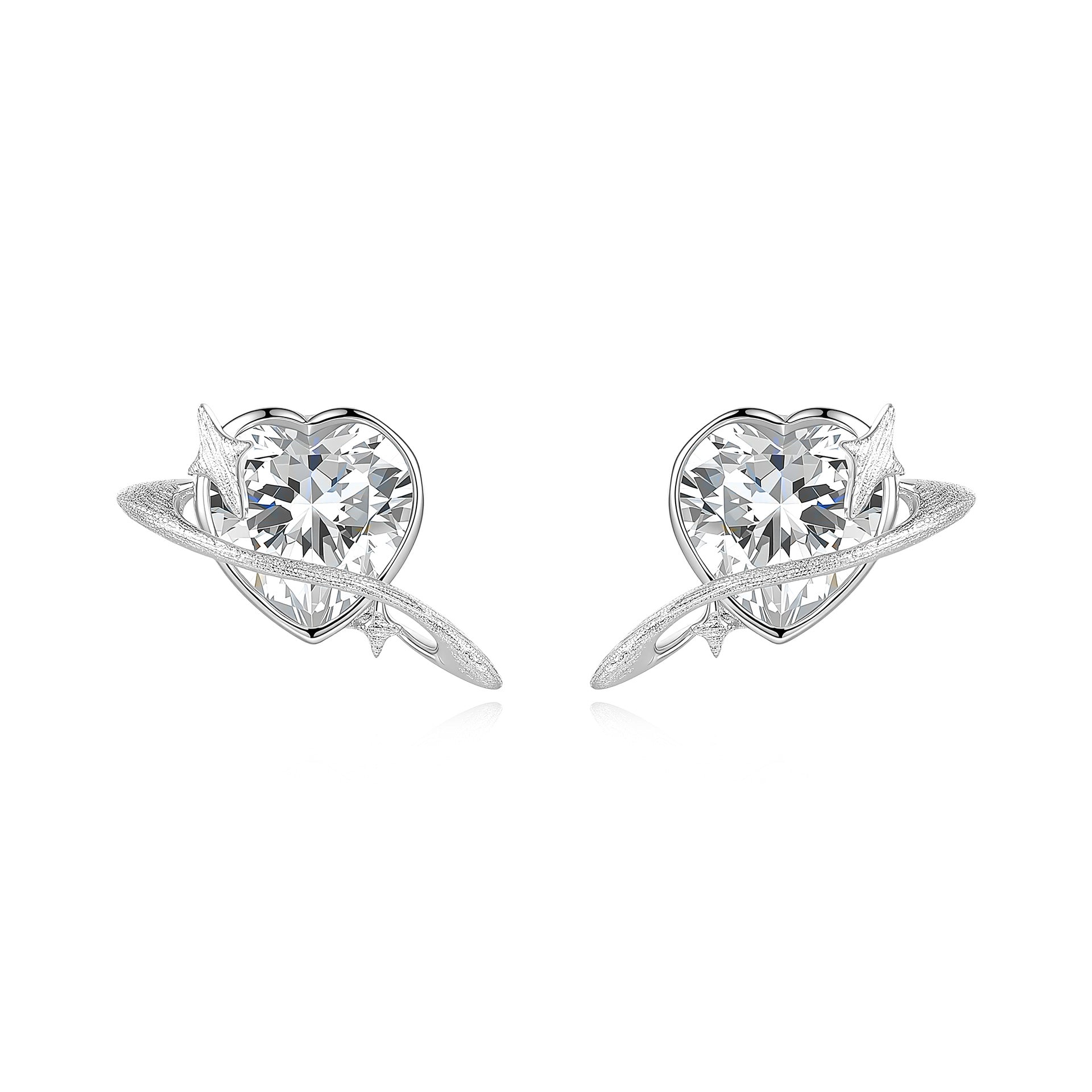 Italian Brushed Moissanite Earrings - 925 Silver - Moisse & Silver Co.