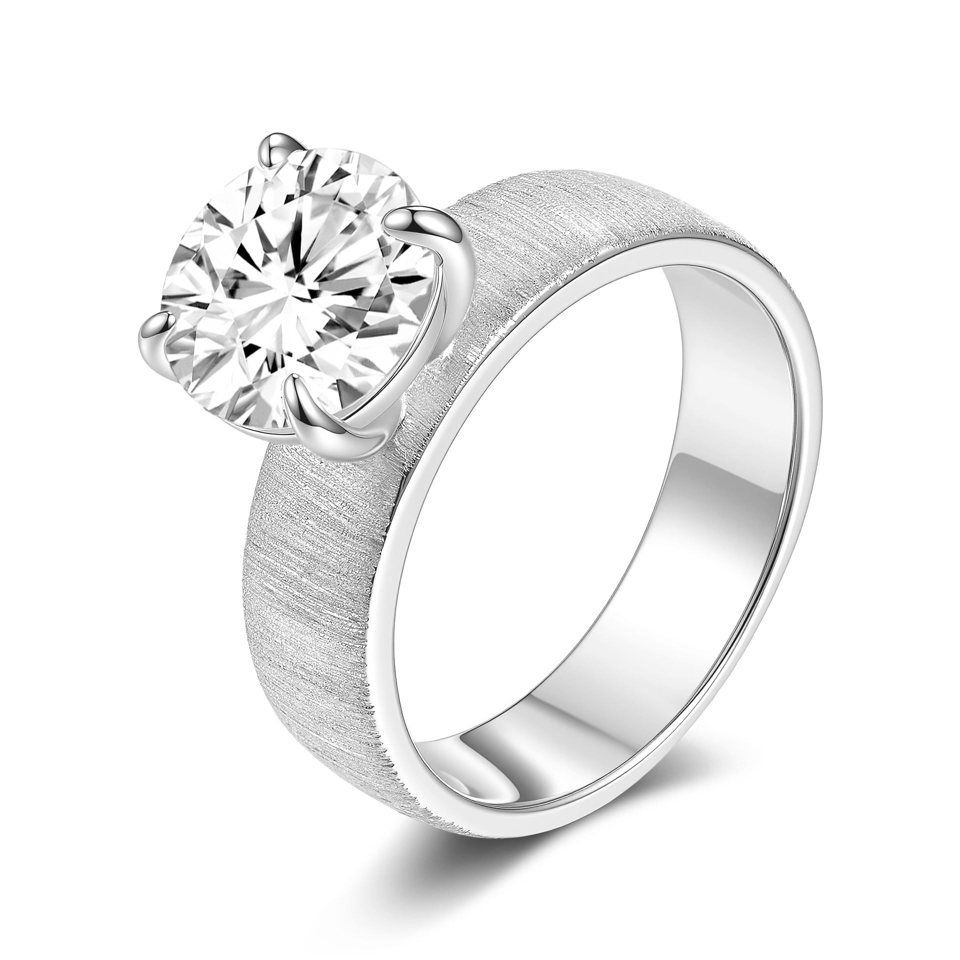 Moissanite Rigato Brushed 925 Sterling Silver 18K Gold Vermeil Ring | Vintage Luxury