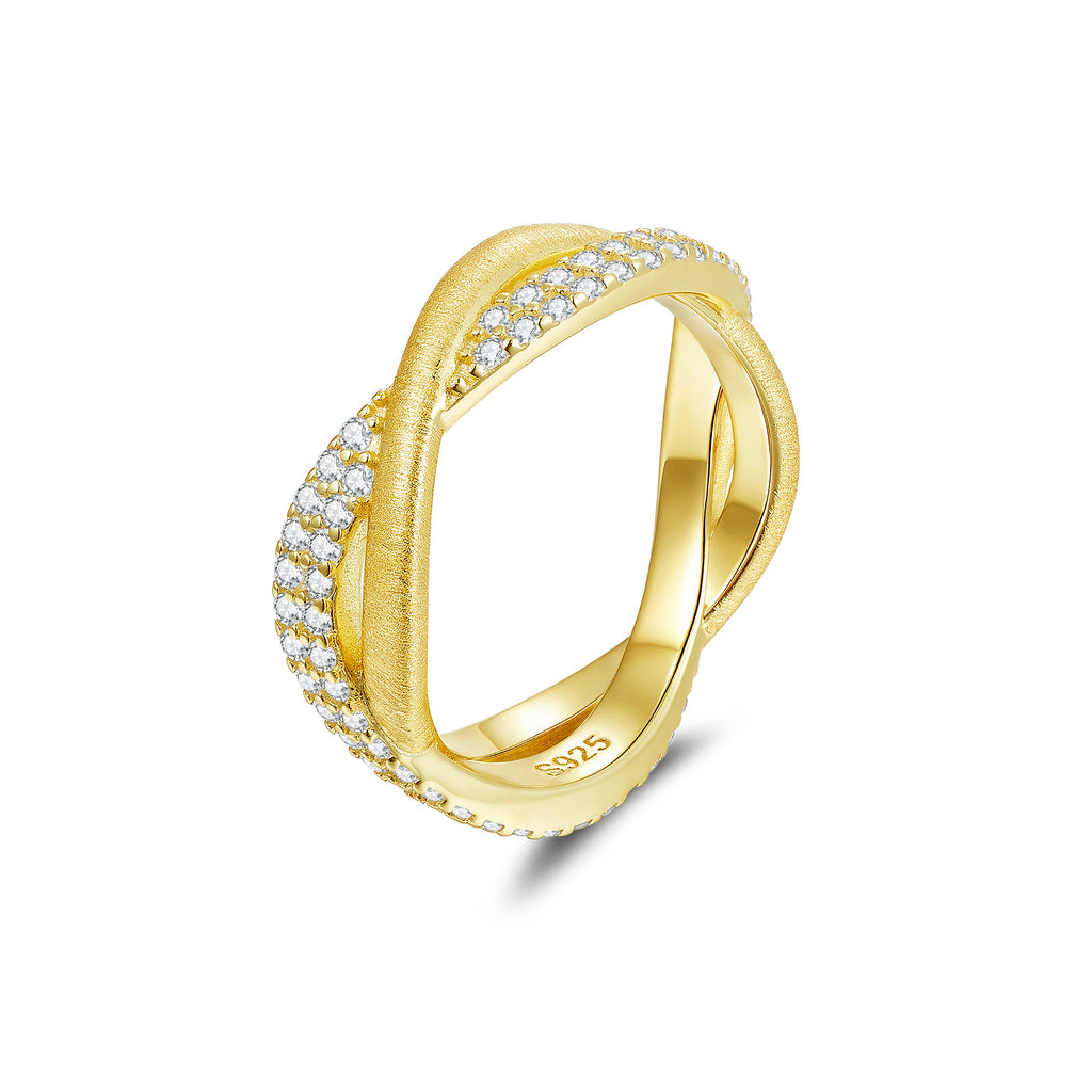 Italian Brushed Moissanite Ring in 14K Gold Plated 925 Silver | Moisse & Silver Co. | #14 - Moisse & Silver Co.