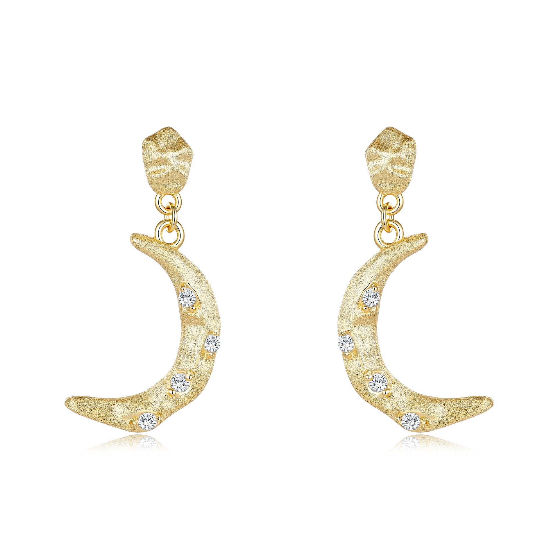 Italian Brushed Minimalist Luxury Star Moissanite Earrings in 14K Gold Plated 925 Silver | Moisse & Silver Co. | #94 - Moisse & Silver Co.