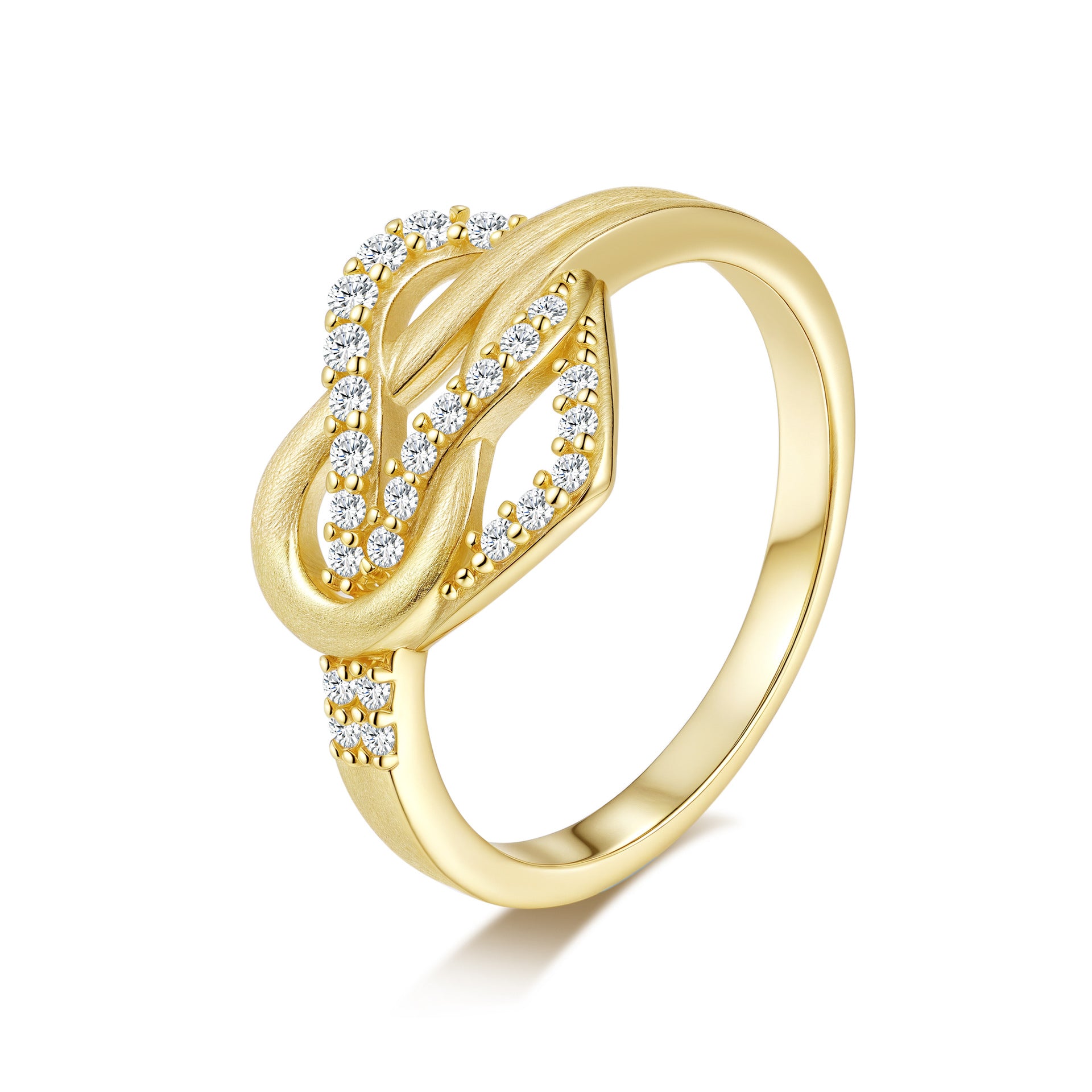 Italian Brushed Heart Moissanite Ring in 14K Gold Plated 925 Silver | Moisse & Silver Co. | #60 - Moisse & Silver Co.
