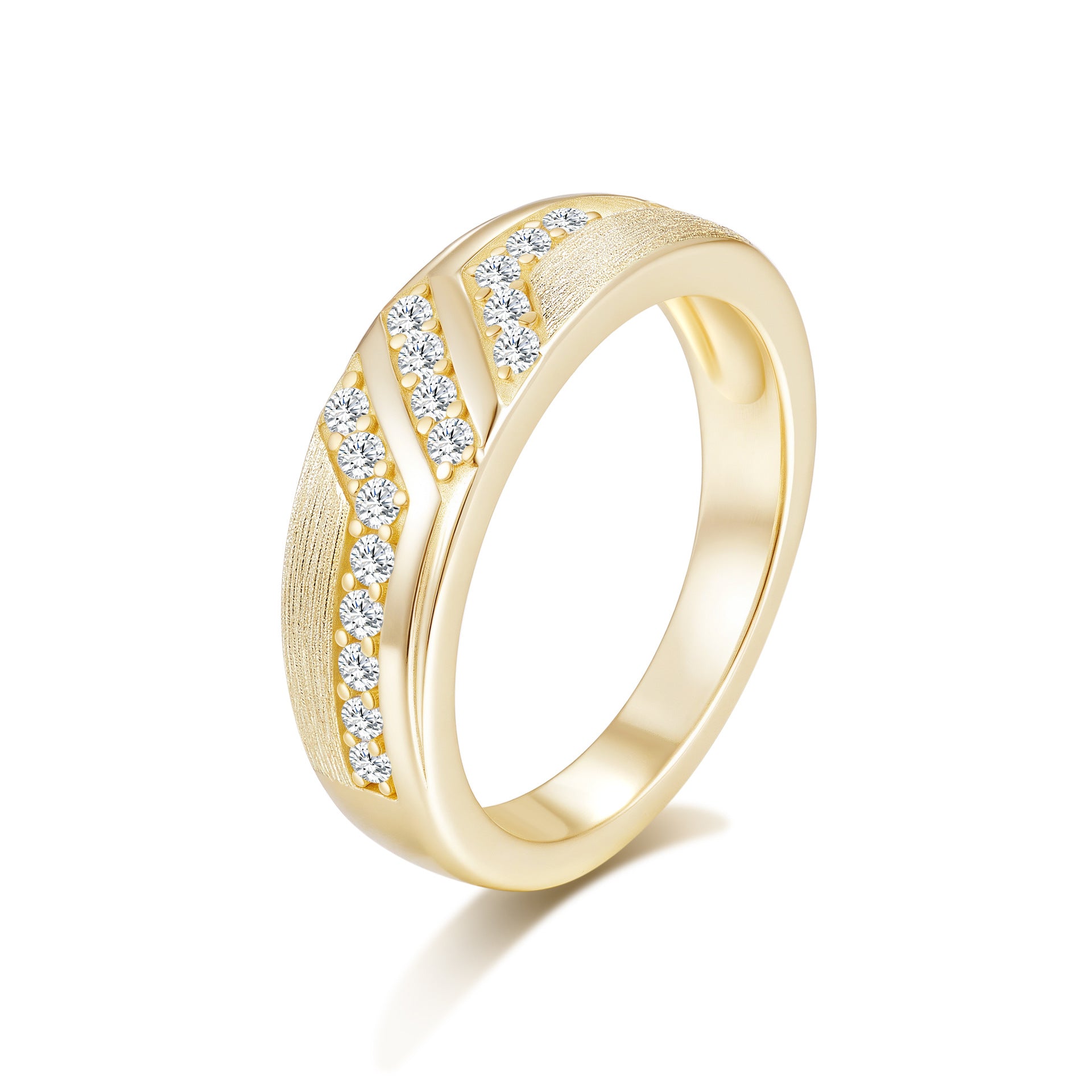 Italian Brushed Vintage Moissanite Ring in 14K Gold Plated 925 Silver | Moisse & Silver Co. | #74 - Moisse & Silver Co.