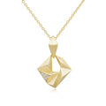 Moissanite Rigato Brushed 925 Sterling Silver 18K Gold Vermeil Necklace | Vintage Luxury