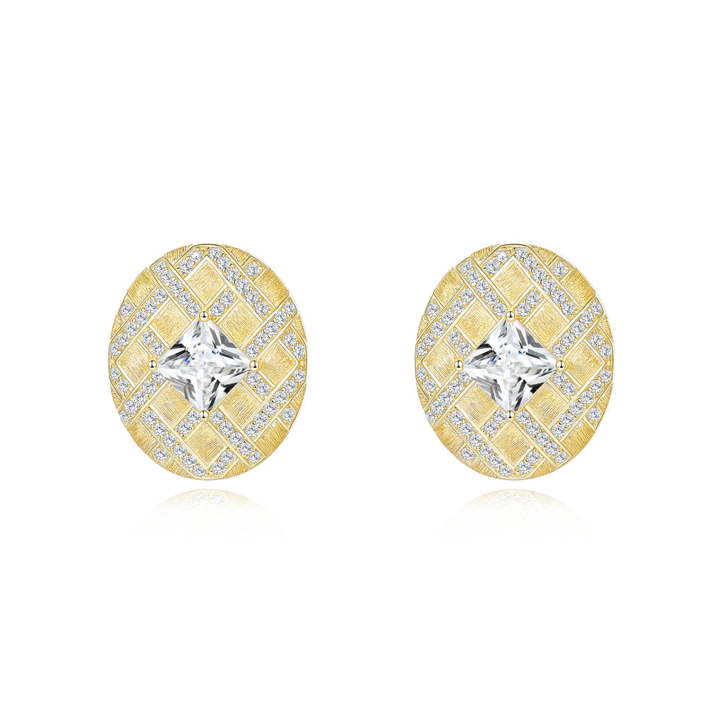 Italian Brushed Minimalist Radiant Cut Moissanite Ring in 14K Gold Plated 925 Silver | Moisse & Silver Co. | #53 - Moisse & Silver Co.