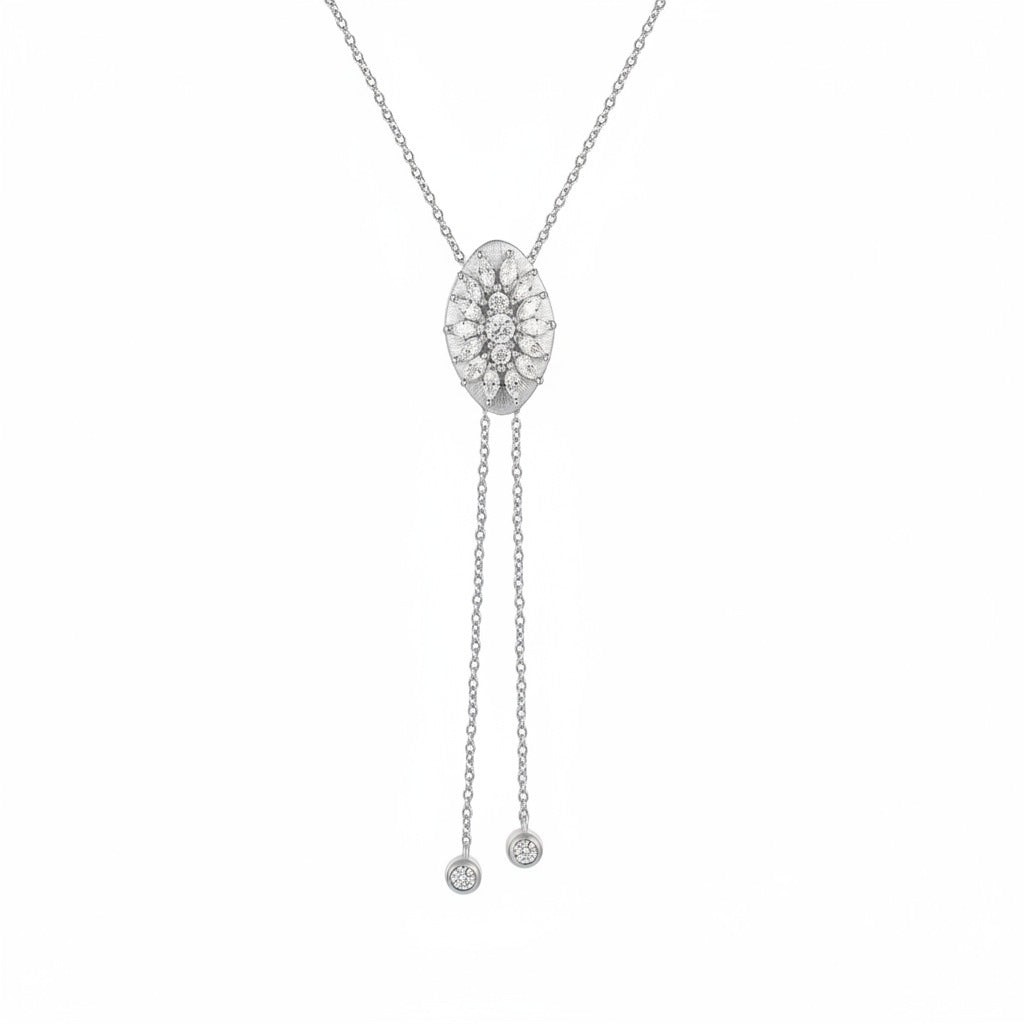 Moissanite Rigato Brushed 925 Sterling Silver 18K Gold Vermeil Necklace | Vintage Luxury
