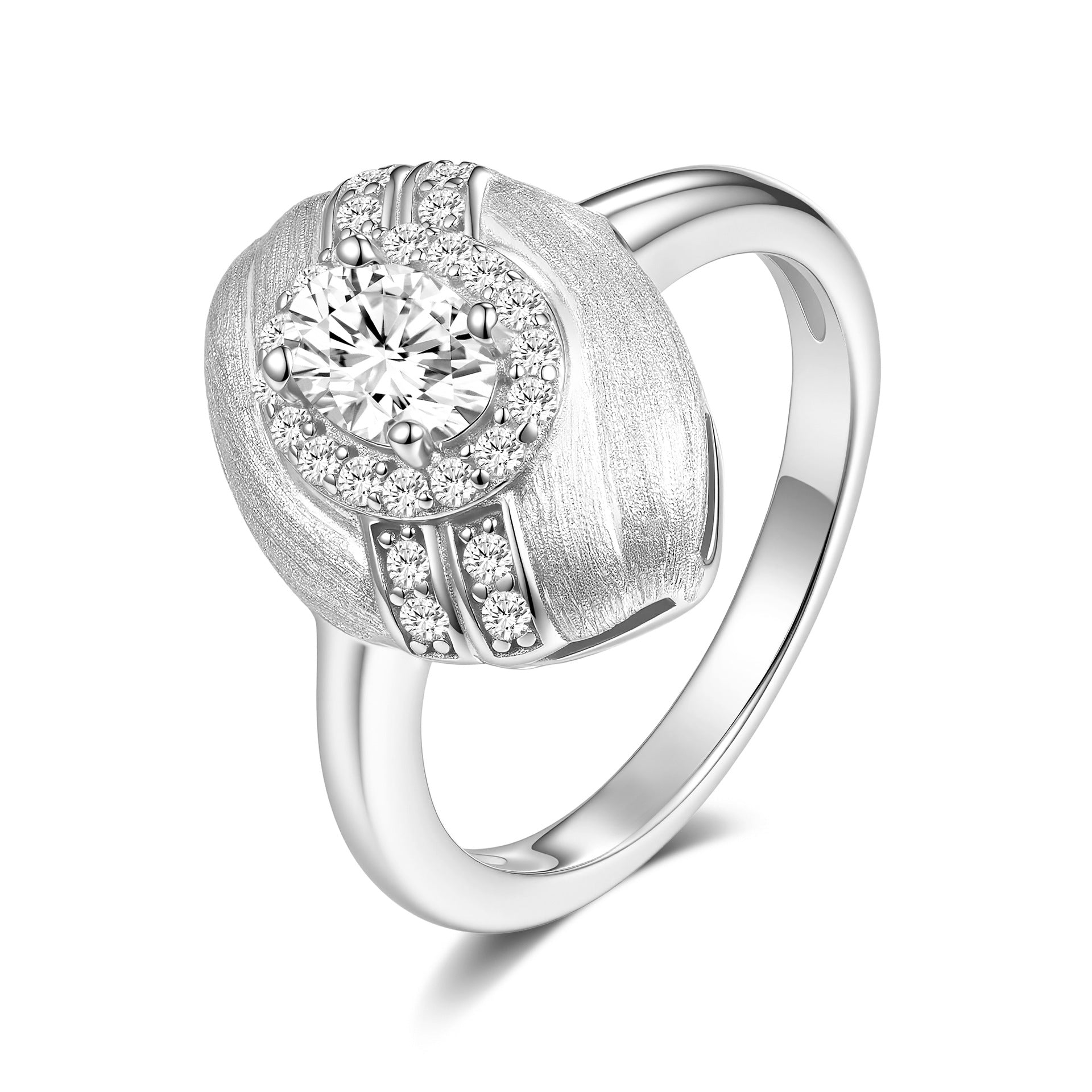 Moissanite Rigato Brushed 925 Sterling Silver Ring | Vintage Luxury