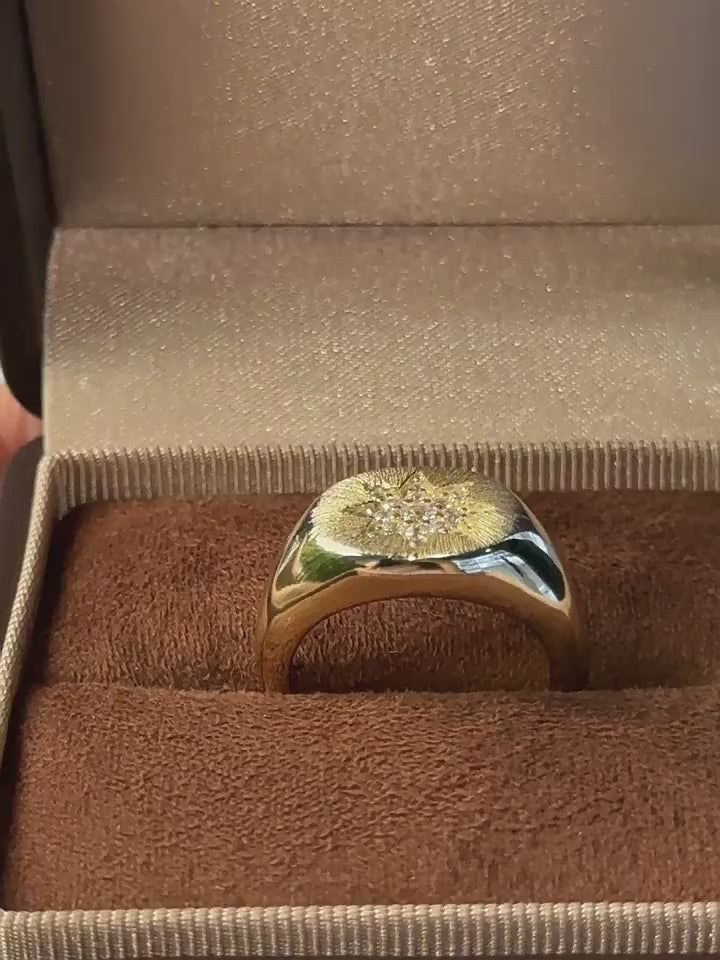 Italian Brushed Luxury Star Moissanite Ring in 14K Gold Plated 925 Silver | Moisse & Silver Co. | #71