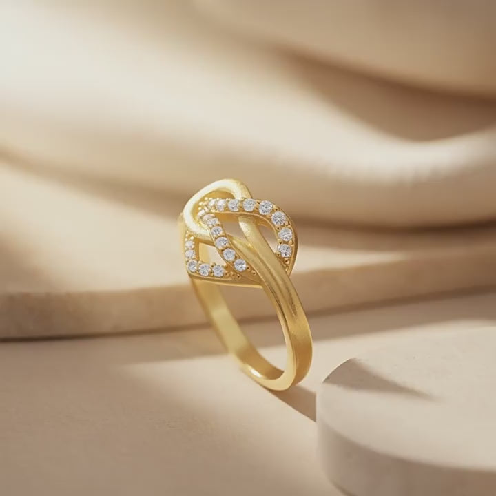 Italian Brushed Heart Moissanite Ring in 14K Gold Plated 925 Silver | Moisse & Silver Co. | #60