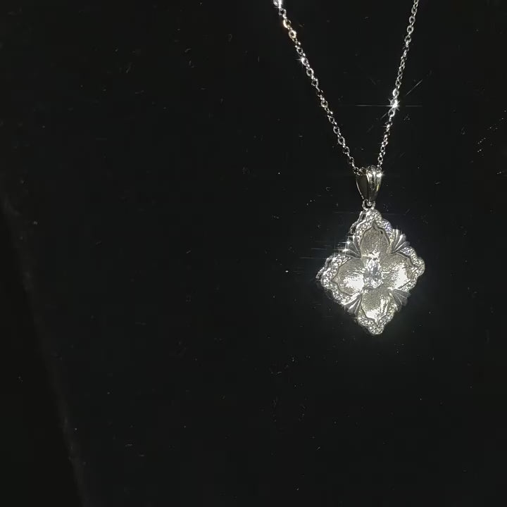 Italian Brushed Vintage Moissanite Necklace in 14K Gold Plated 925 Silver | Moisse & Silver Co. | #27