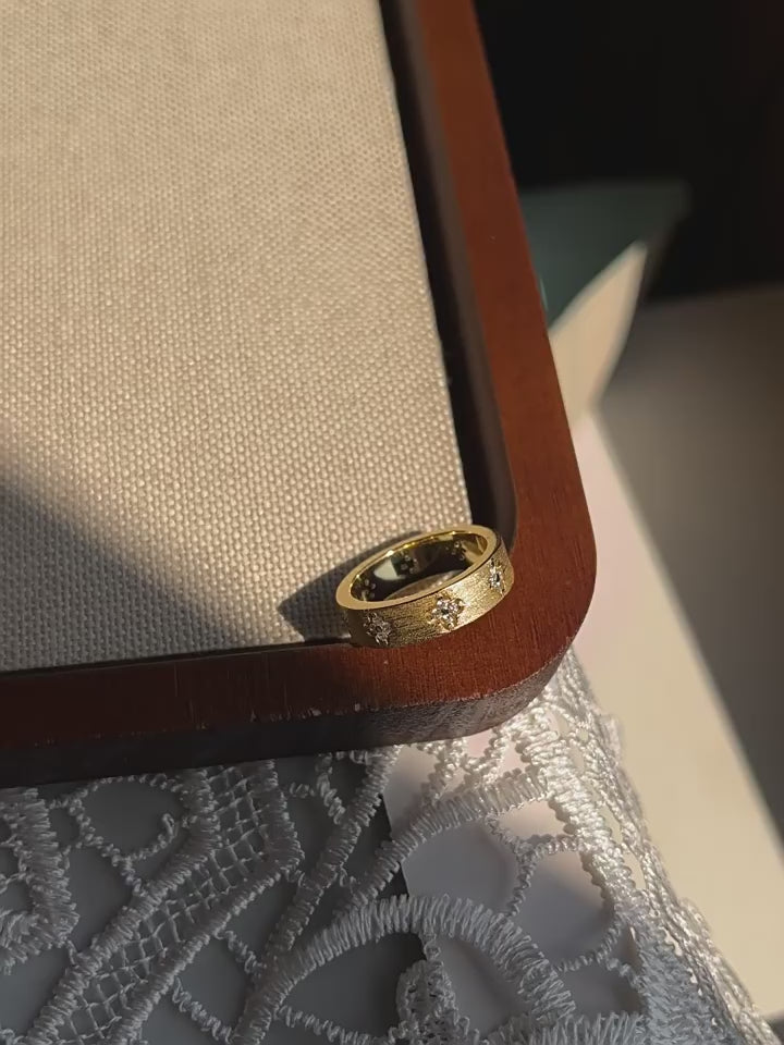 Italian Brushed Minimalist Star Moissanite Ring in 14K Gold Plated 925 Silver | Moisse & Silver Co. | #10