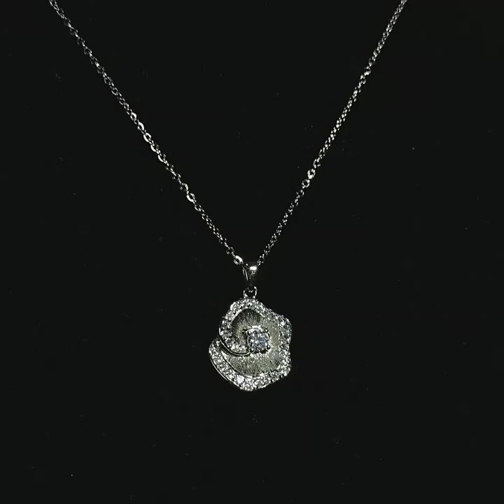 Vintage Minimalist Round Brilliant Floral Moissanite Necklace in 14K Gold Plated 925 Silver | Moisse & Silver Co. | #42