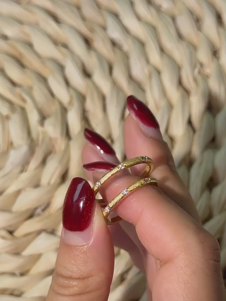 Italian Brushed Minimalist Luxury Moissanite Ring in 14K Gold Plated 925 Silver | Moisse & Silver Co. | #1
