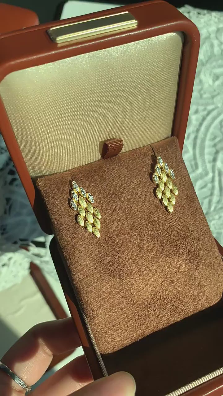 Vintage Moissanite Earrings - 925 Silver 14K Gold Plated #26