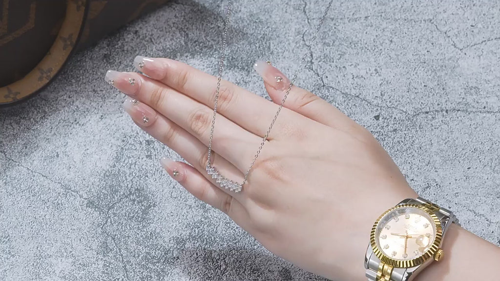 Minimalist S925 Silver Layering Necklace - Summer Chic Choker 15pcs Moissanite
