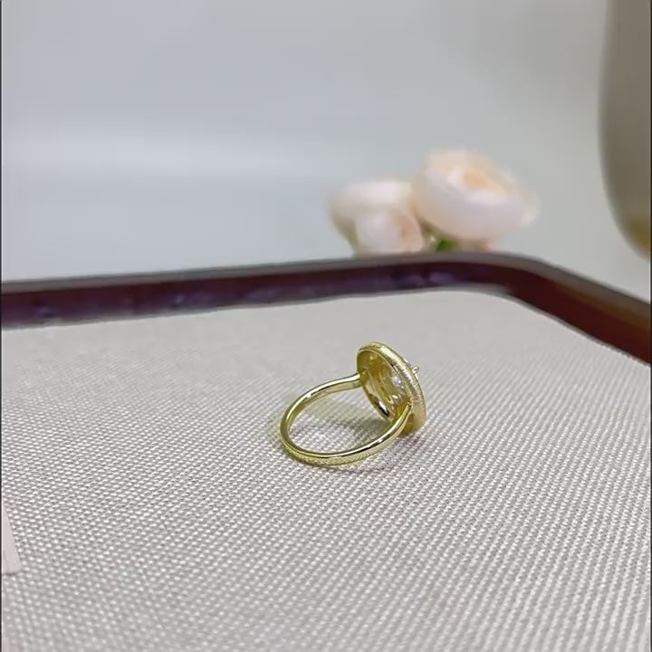 Italian Brushed Vintage Moissanite Ring in 14K Gold Plated 925 Silver | Moisse & Silver Co. | #36