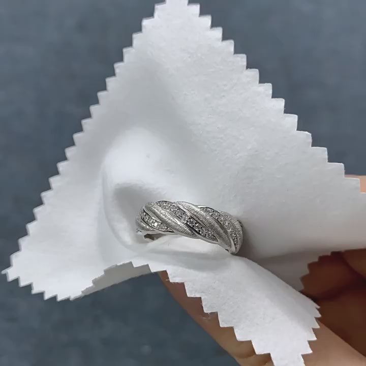 Italian Brushed Minimalist Luxury Floral Moissanite Ring in 14K Gold Plated 925 Silver | Moisse & Silver Co. | #39