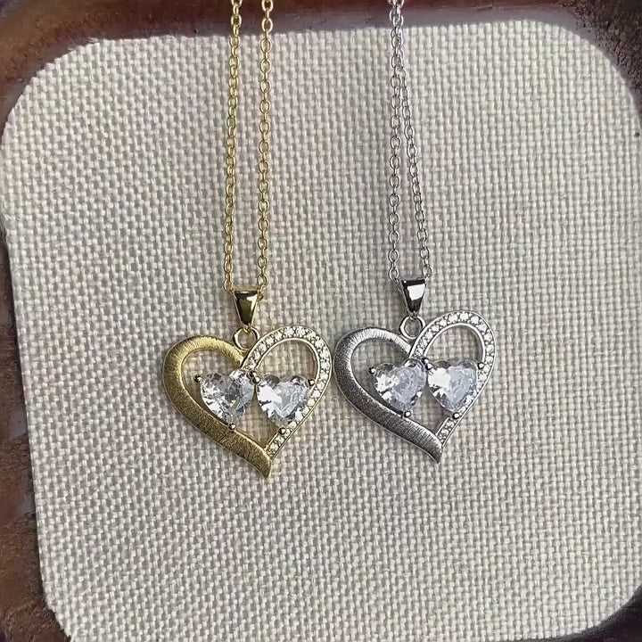 Italian Brushed Luxury Heart Moissanite Necklace in 14K Gold Plated 925 Silver | Moisse & Silver Co. | #143