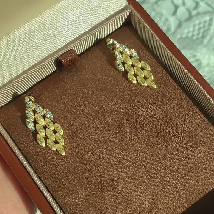 Vintage Moissanite Earrings - 925 Silver 14K Gold Plated #26
