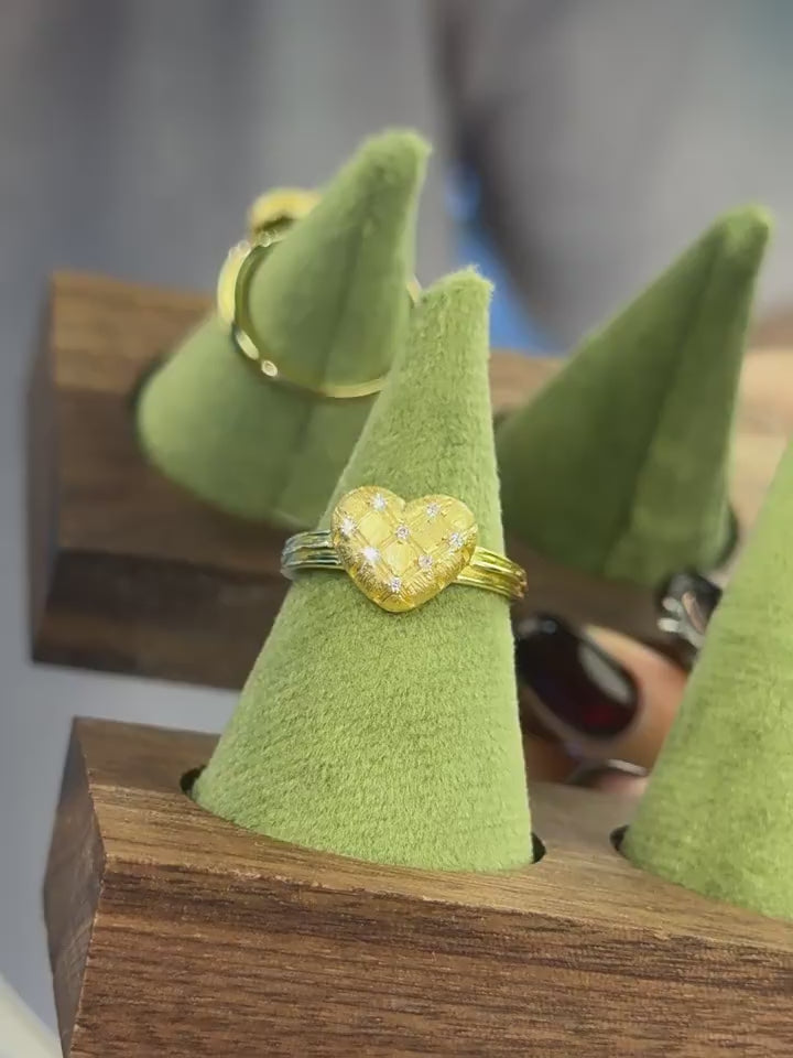 Italian Brushed Minimalist Luxury Heart Moissanite Ring in 14K Gold Plated 925 Silver | Moisse & Silver Co. | #20