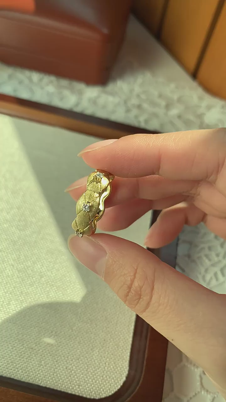 Italian Brushed Luxury Moissanite Ring in 14K Gold Plated 925 Silver | Moisse & Silver Co. | #149