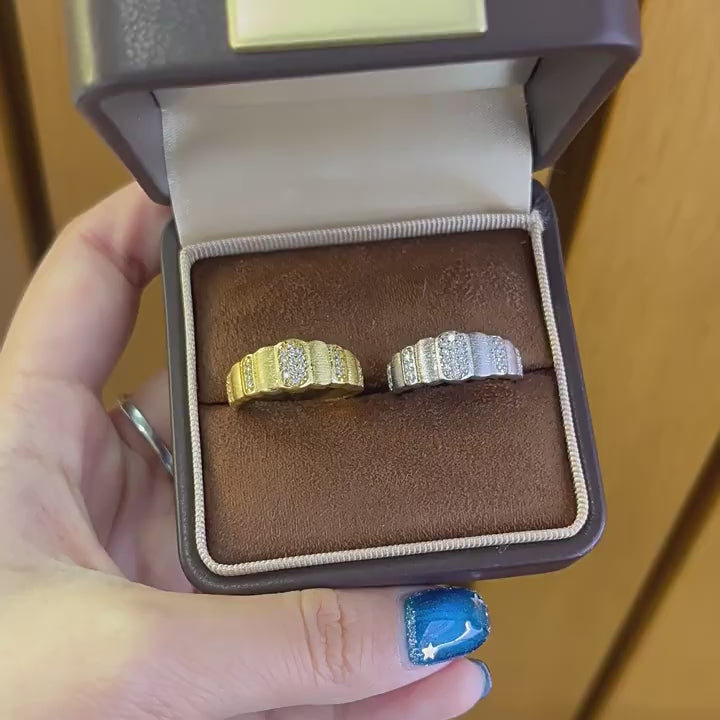 Italian Brushed Vintage Minimalist Luxury Moissanite Ring in 14K Gold Plated 925 Silver | Moisse & Silver Co. | #137