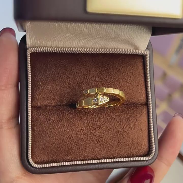 Italian Brushed Vintage Luxury Moissanite Ring in 14K Gold Plated 925 Silver | Moisse & Silver Co. | #18