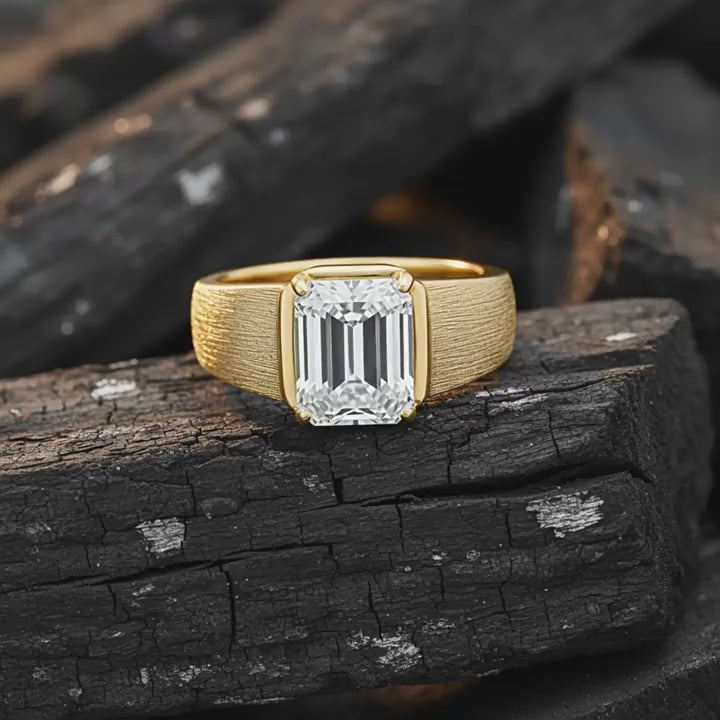Italian Brushed Pear Cut Moissanite Ring in 14K Gold Plated 925 Silver | Moisse & Silver Co. | #65