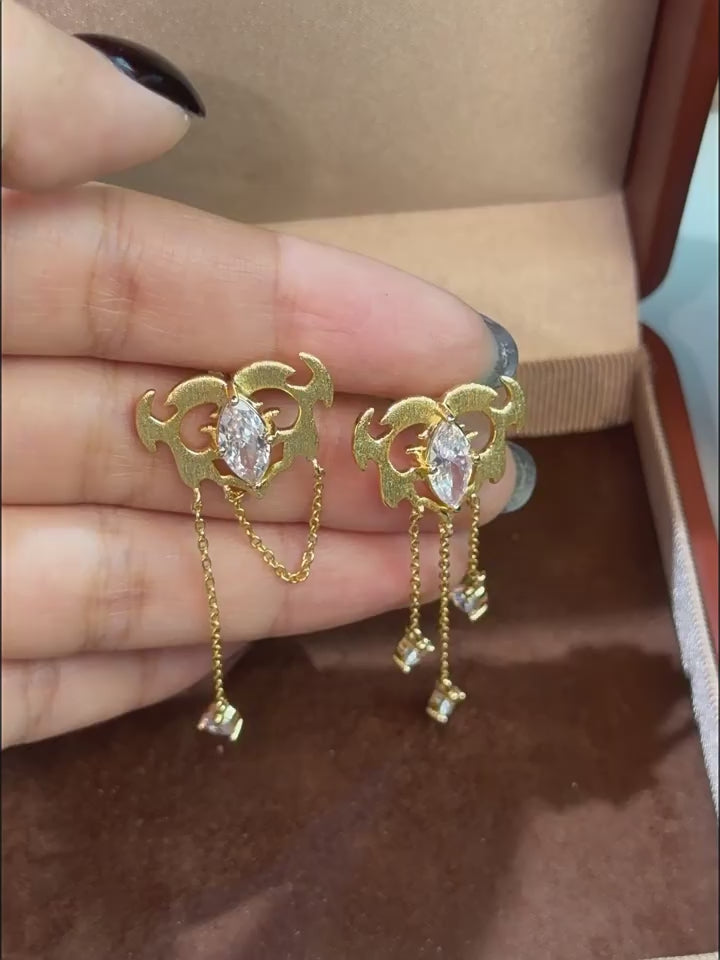Italian Brushed Luxury Moissanite Earrings - 14K Gold Plated 925 Sterling Silver | MS-G101 in 14K Gold Plated 925 Silver | Moisse & Silver Co.