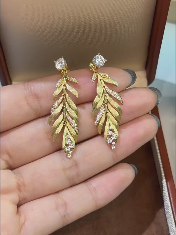 Italian Brushed Luxury Moissanite Earrings - 14K Gold Plated 925 Sterling Silver | MS-G21 in 14K Gold Plated 925 Silver | Moisse & Silver Co.