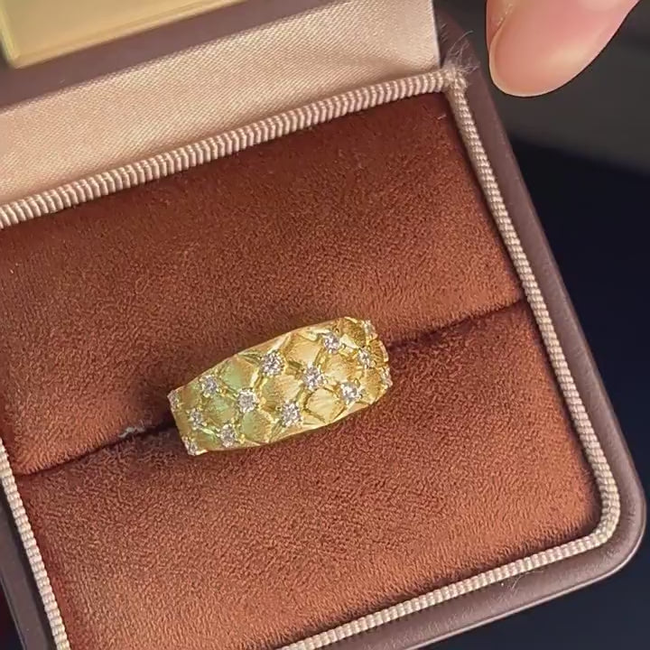 Italian Brushed Minimalist Luxury Moissanite Ring in 14K Gold Plated 925 Silver | Moisse & Silver Co. | #147