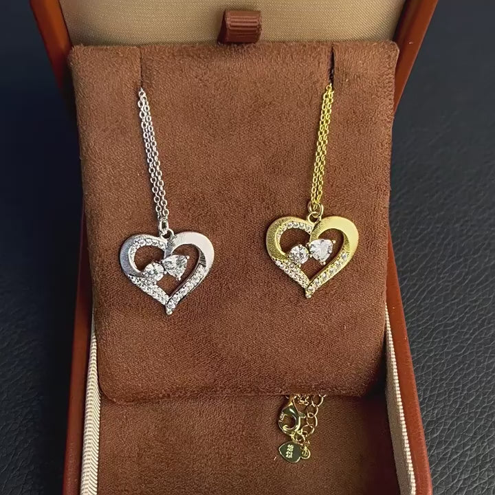 Italian Brushed Vintage Minimalist Luxury Heart Moissanite Necklace in 14K Gold Plated 925 Silver | Moisse & Silver Co. | #142