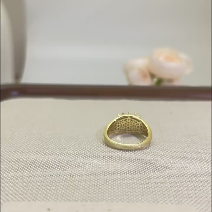 Italian Brushed Minimalist Luxury Moissanite Ring in 14K Gold Plated 925 Silver | Moisse & Silver Co. | #41