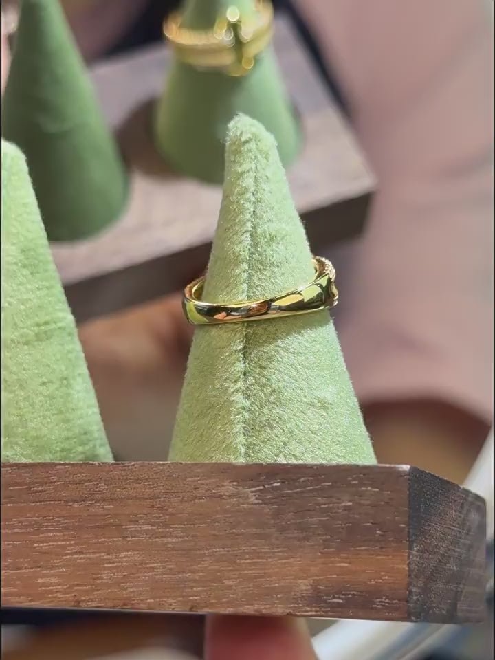 Italian Brushed Vintage Minimalist Luxury Moissanite Ring in 14K Gold Plated 925 Silver | Moisse & Silver Co. | #25
