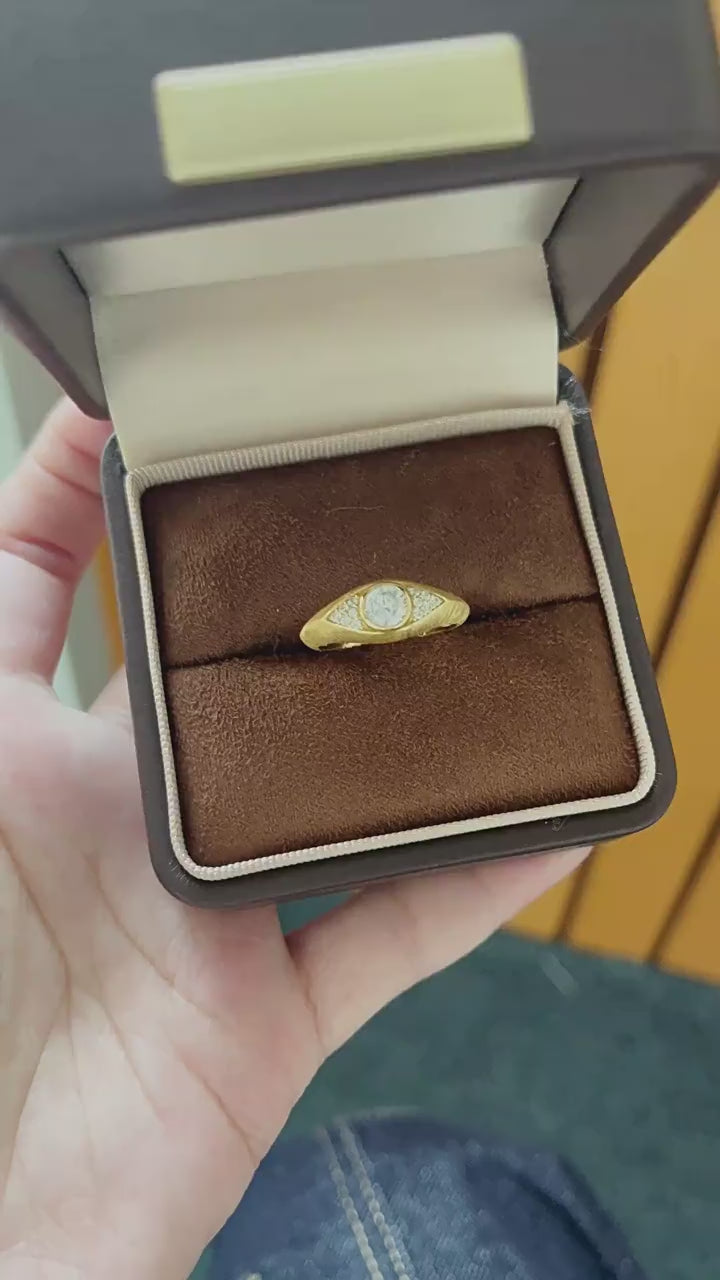 Italian Brushed Luxury Moissanite Ring in 14K Gold Plated 925 Silver | Moisse & Silver Co. | #133