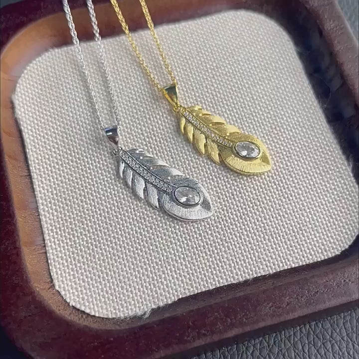Italian Brushed Minimalist Luxury Moissanite Necklace in 14K Gold Plated 925 Silver | Moisse & Silver Co. | #144