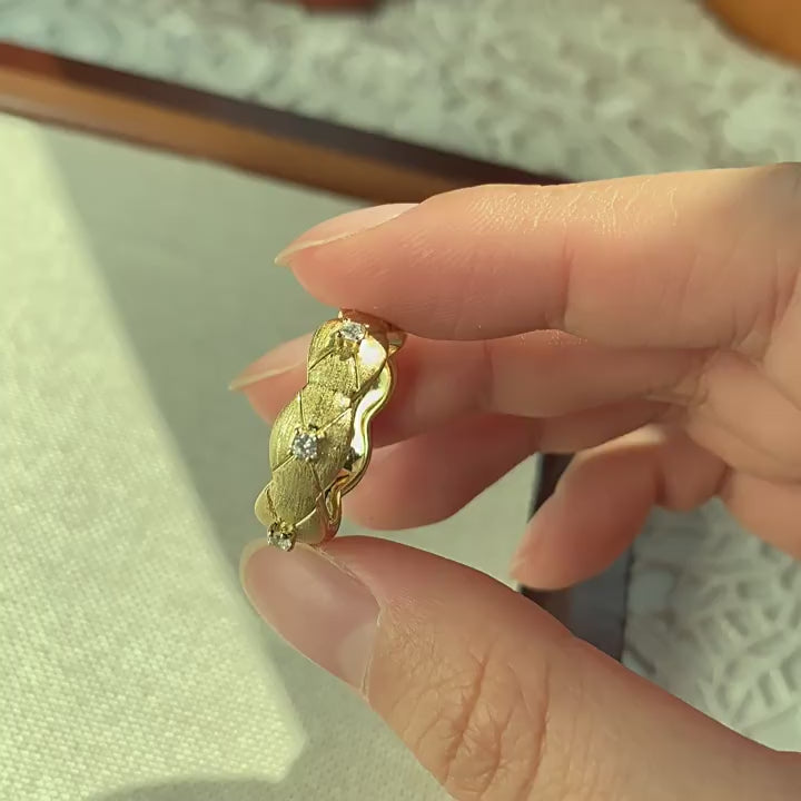 Italian Brushed Luxury Moissanite Ring in 14K Gold Plated 925 Silver | Moisse & Silver Co. | #149